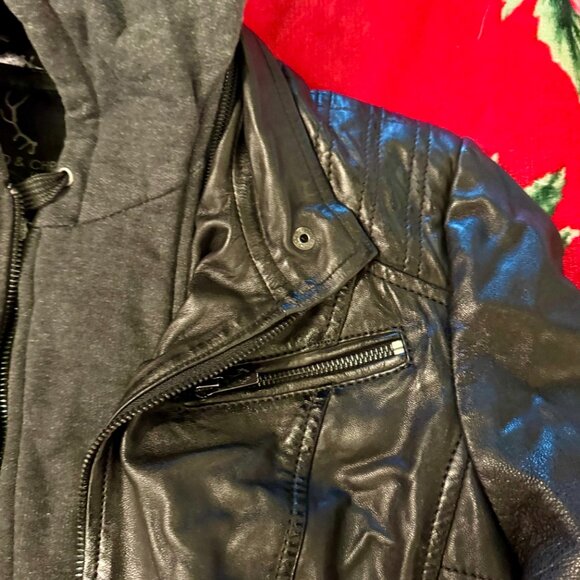 Bod & Christensen Amber Black Leather Moto Jacket w/ Removable Hoodie MSRP $590 - Picture 7 of 16